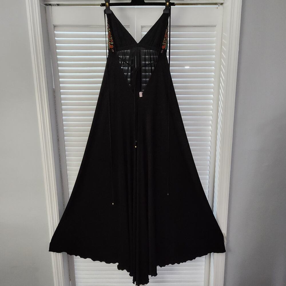 Alexis Floral Embroidered Maxi Dress Black Tiered Boho Formal Size L - Picture 9 of 10
